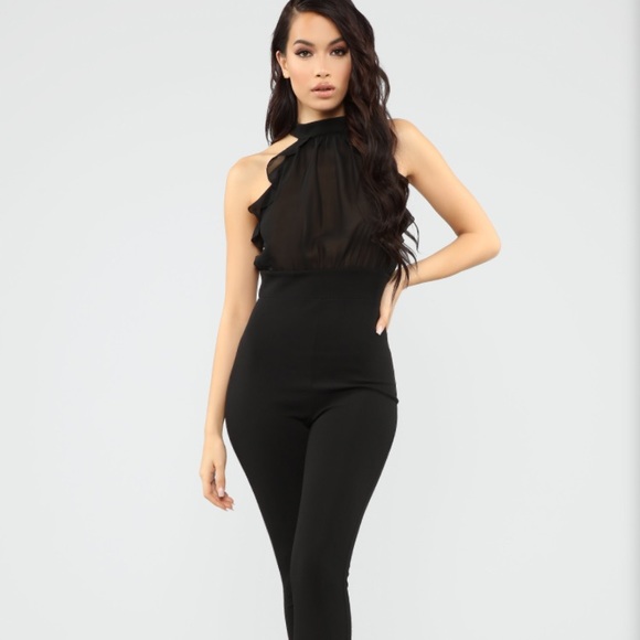 Pants - Black Sheer Ruffle Romper - Plus Size Avail